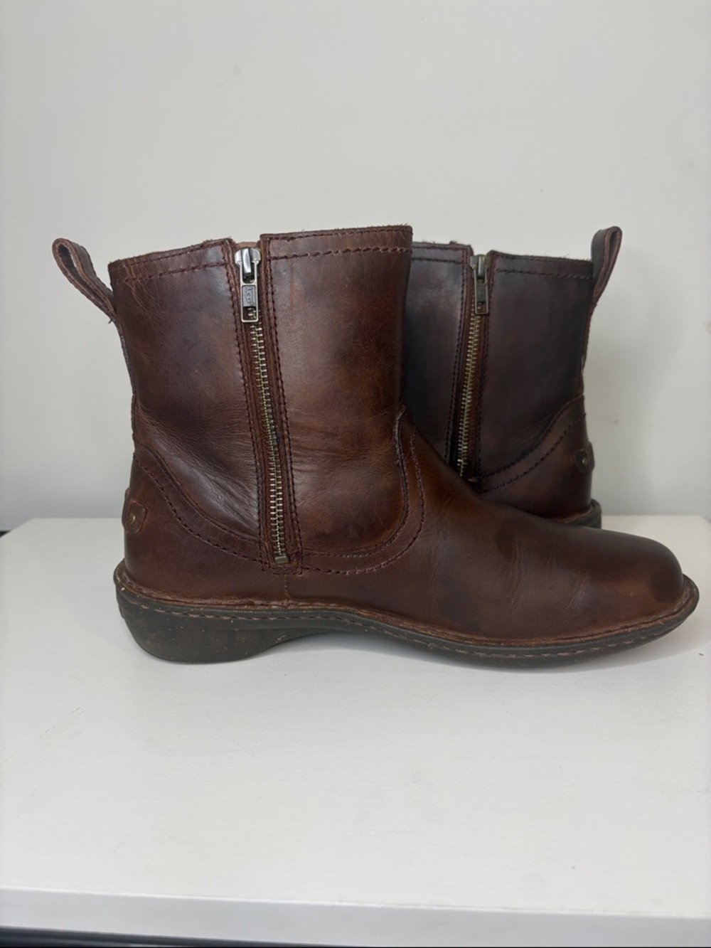 UGG Brown Leather Women's Ankle Booties - Picture 7 of 9